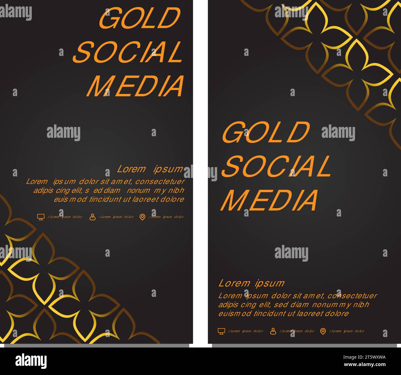 black gold social media stories template design Stock Vector Image ...