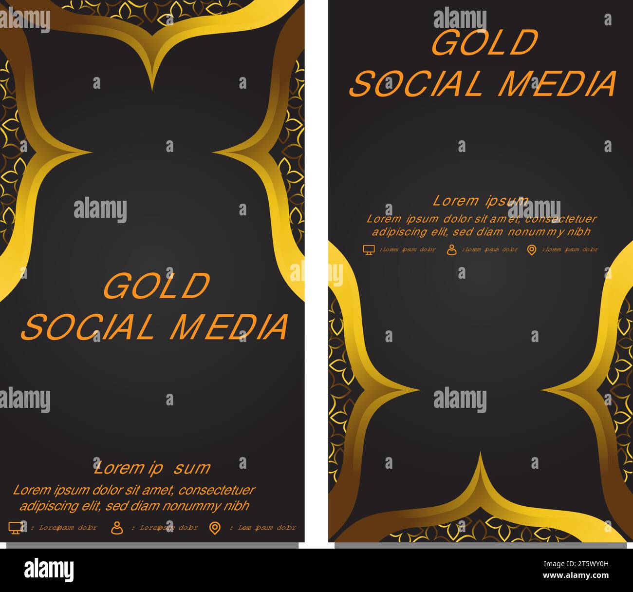 black gold social media stories template design Stock Vector Image ...
