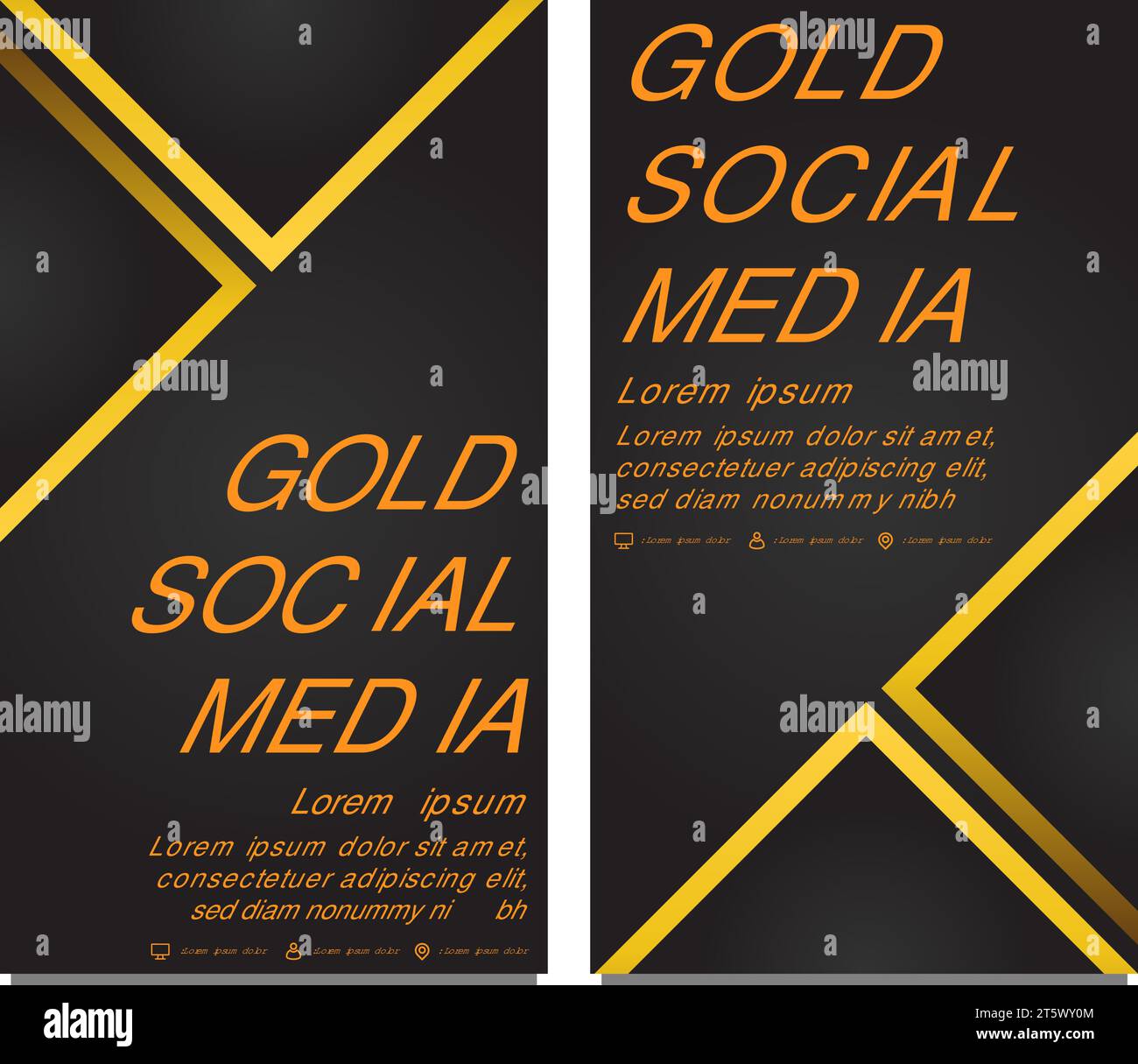 black gold social media stories template design Stock Vector Image ...