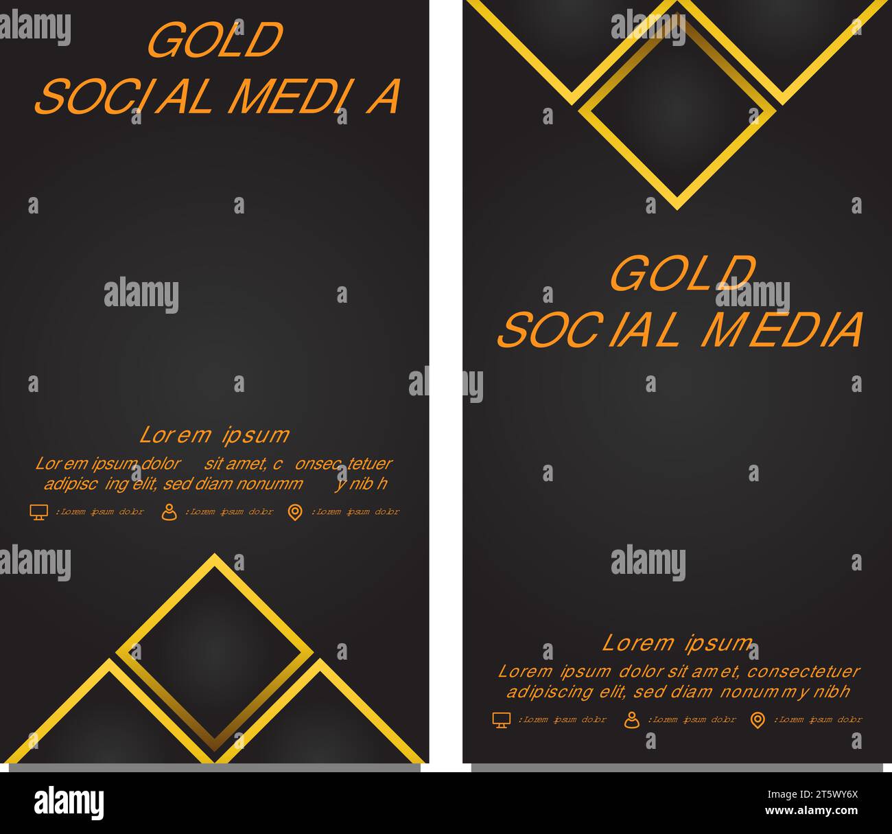 black gold social media stories template design Stock Vector Image ...