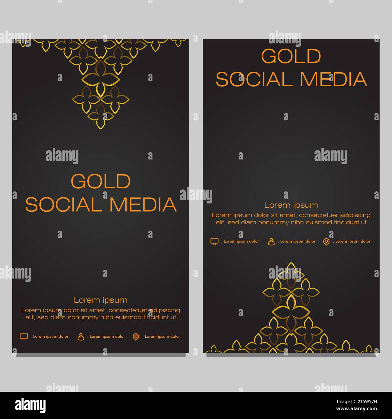 black gold social media stories template design Stock Vector Image ...