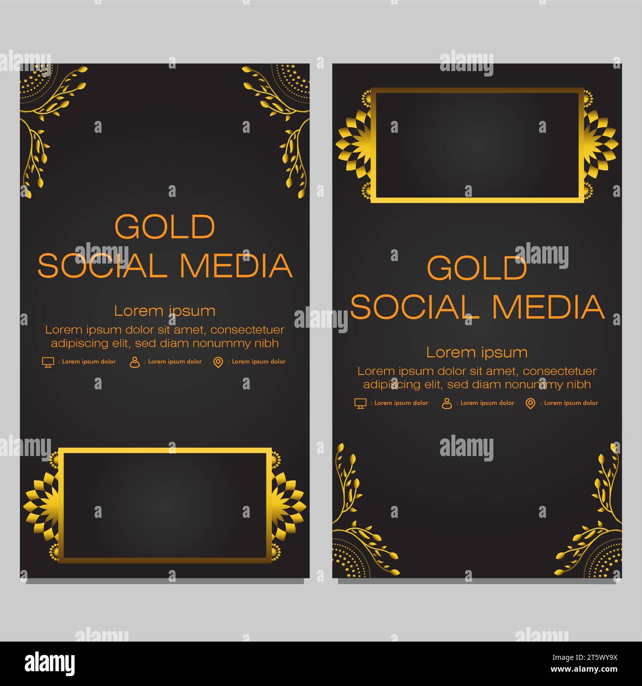 black gold social media stories template design Stock Vector Image ...