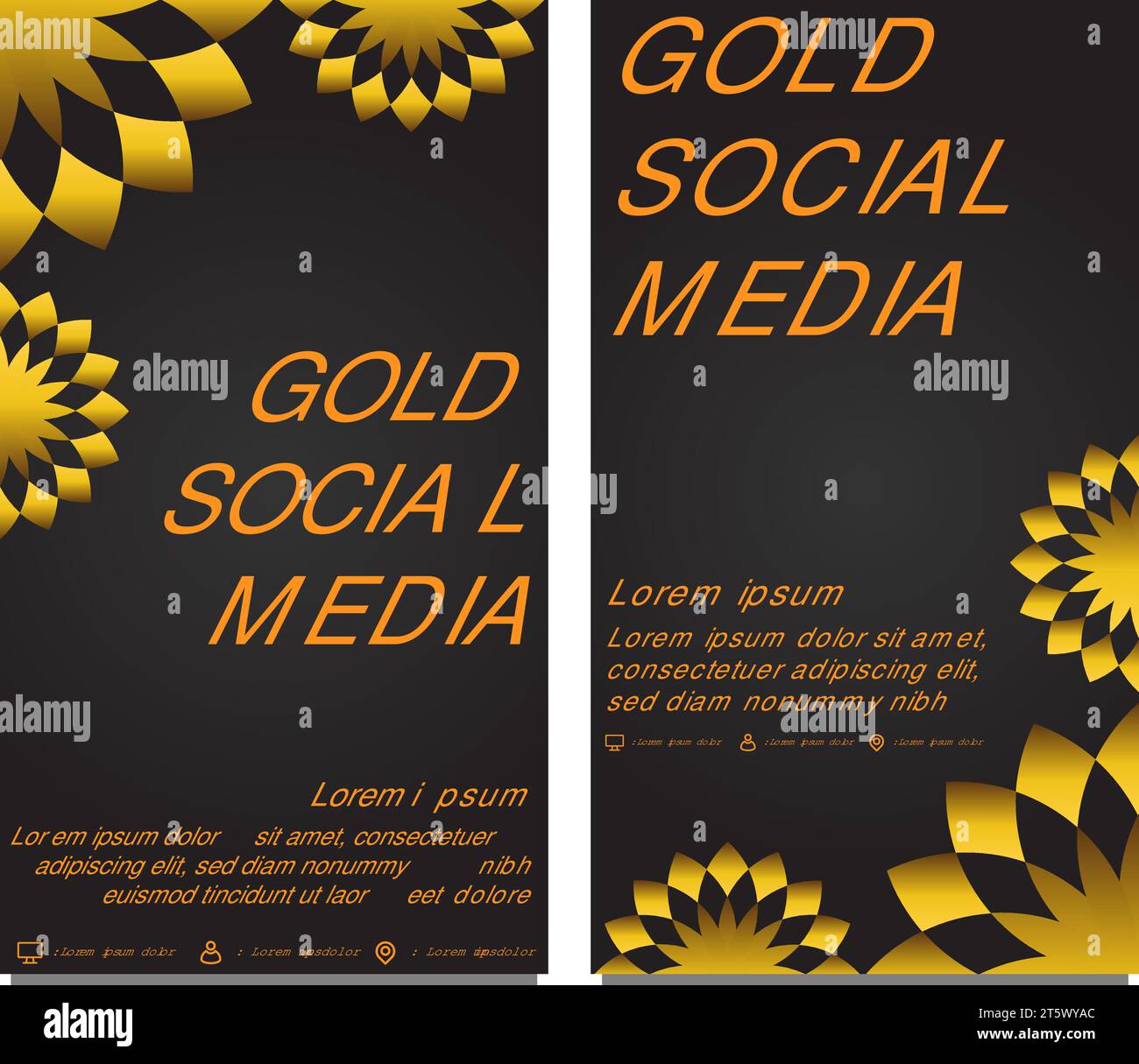 black gold social media stories template design Stock Vector Image ...