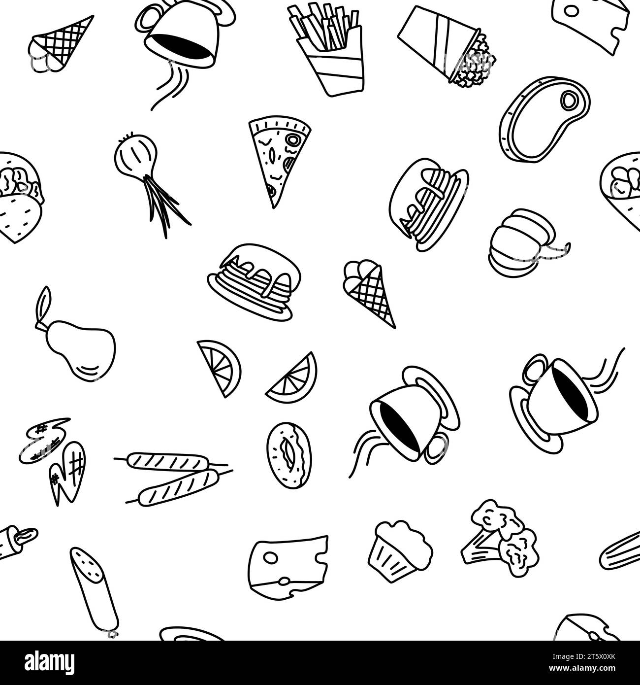 Vector, seamless pattern with food doodles Stock Vector Image & Art - Alamy