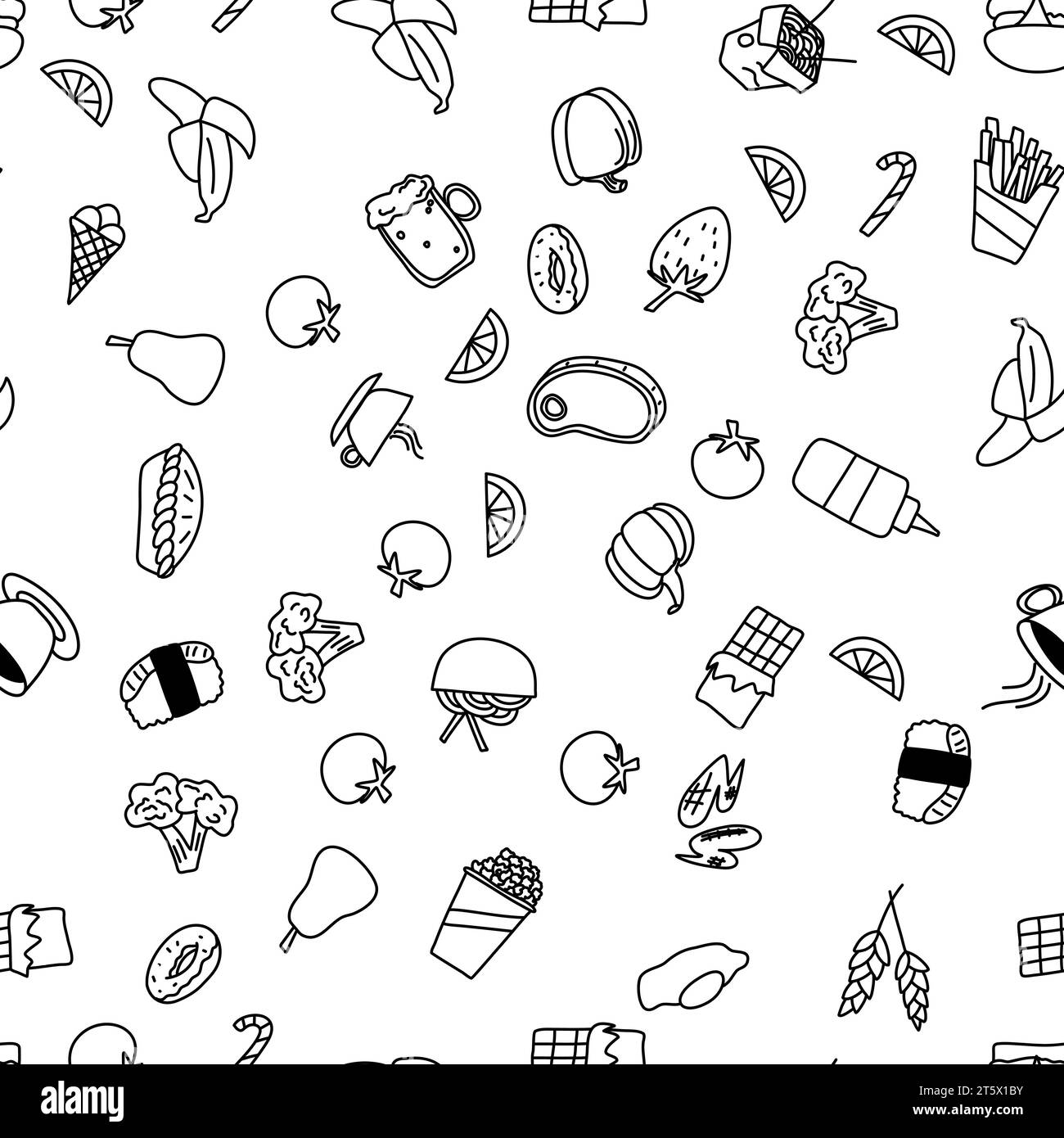 Vector, seamless pattern with food doodles Stock Vector Image & Art - Alamy