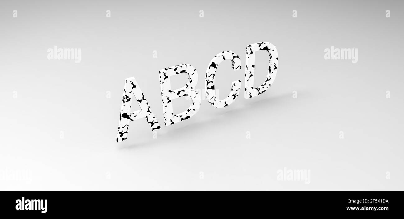 3D font "ABCD" in white background, computer generated images Stock