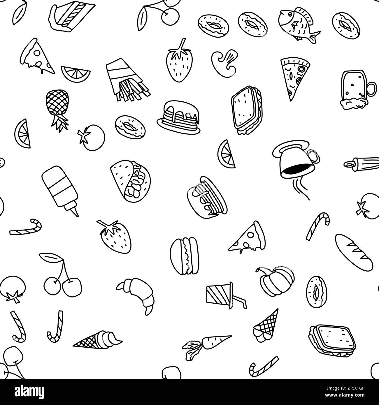 Vector, seamless pattern with food doodles Stock Vector Image & Art - Alamy