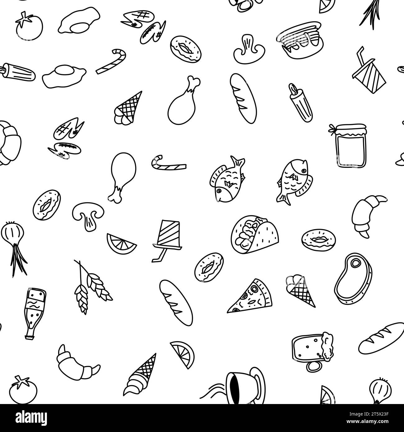 Vector, seamless pattern with food doodles Stock Vector Image & Art - Alamy