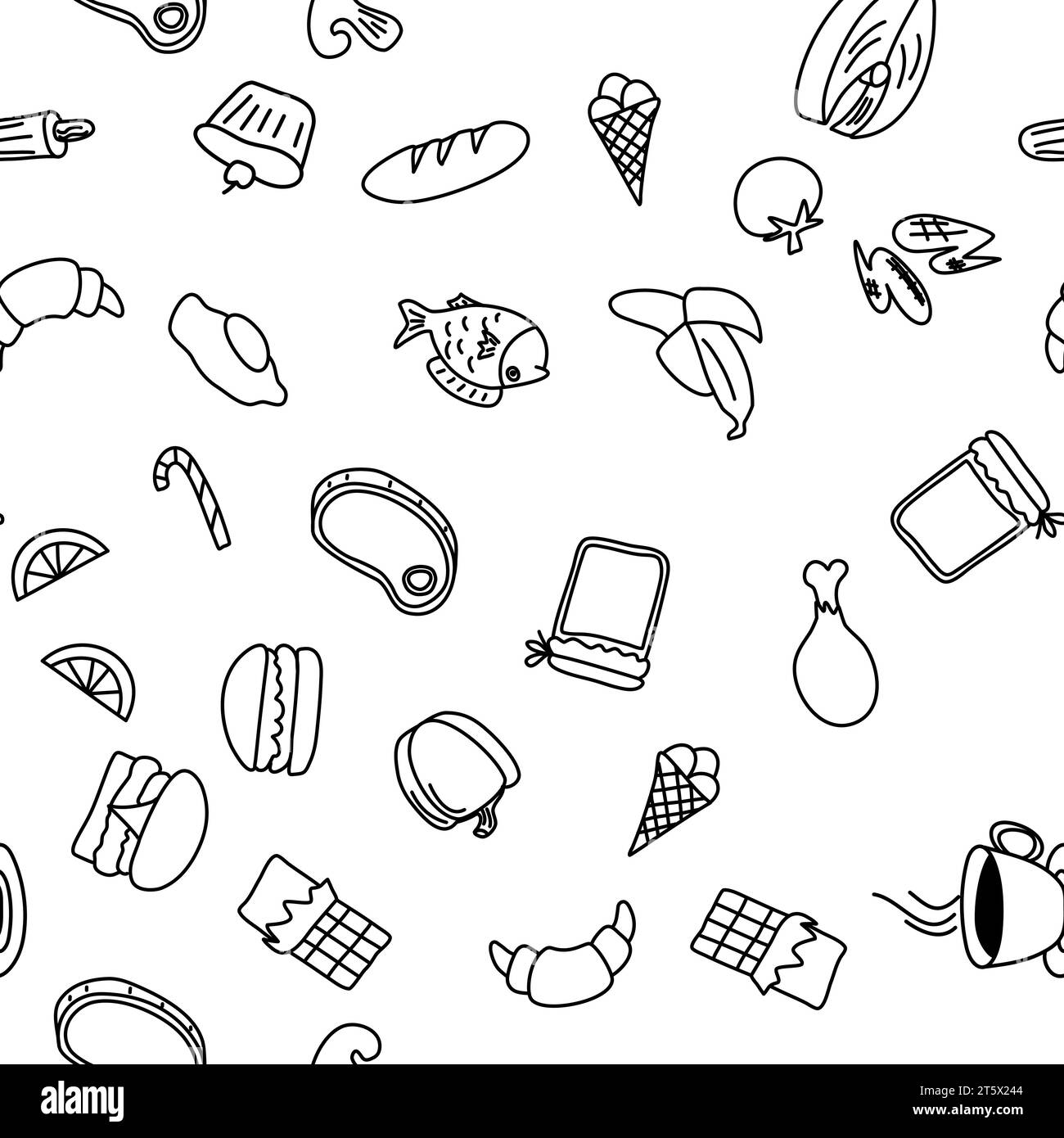 Vector, seamless pattern with food doodles Stock Vector Image & Art - Alamy