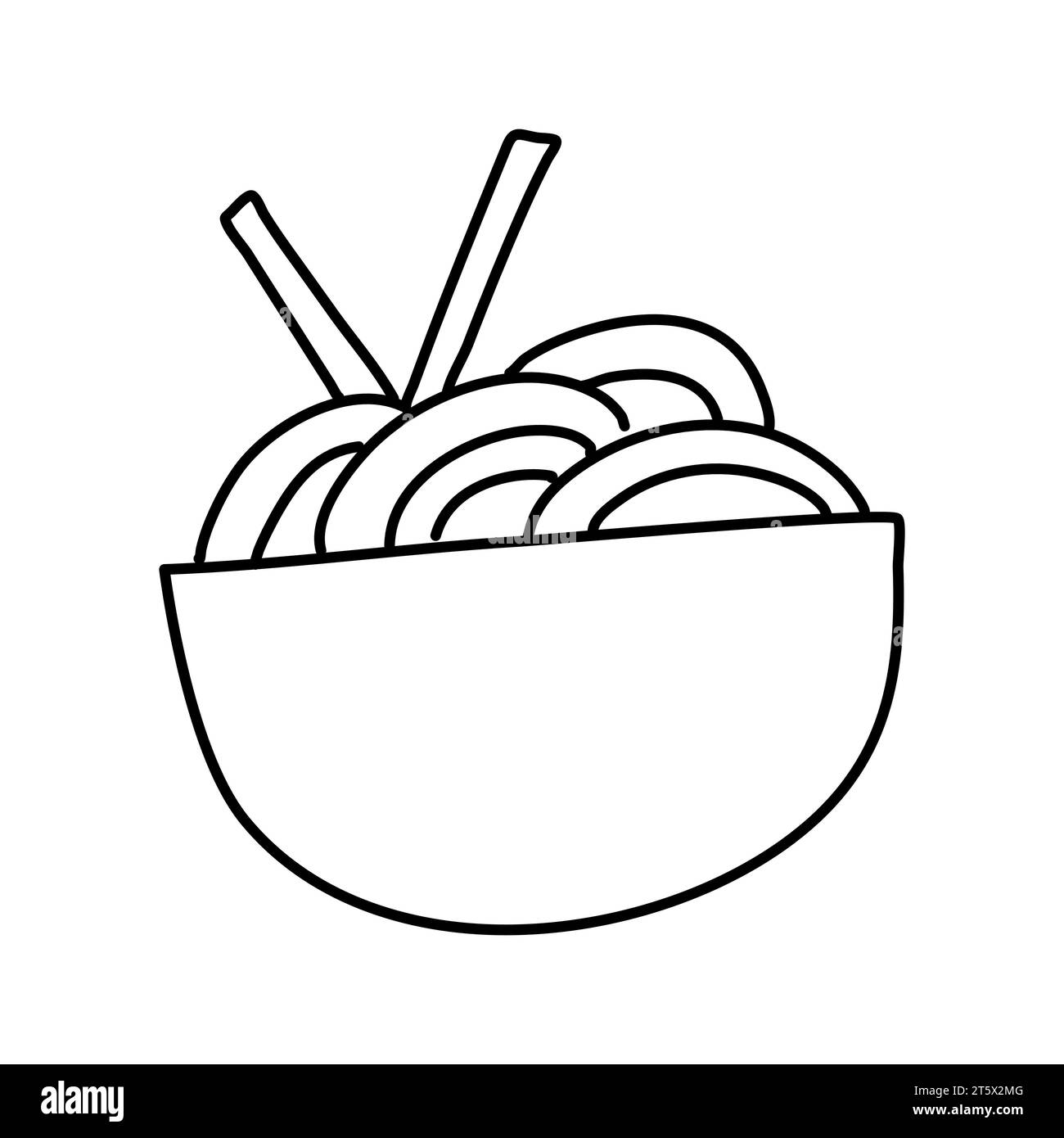 Doodle picture of noodles, hand drawn vector illustration Stock Vector
