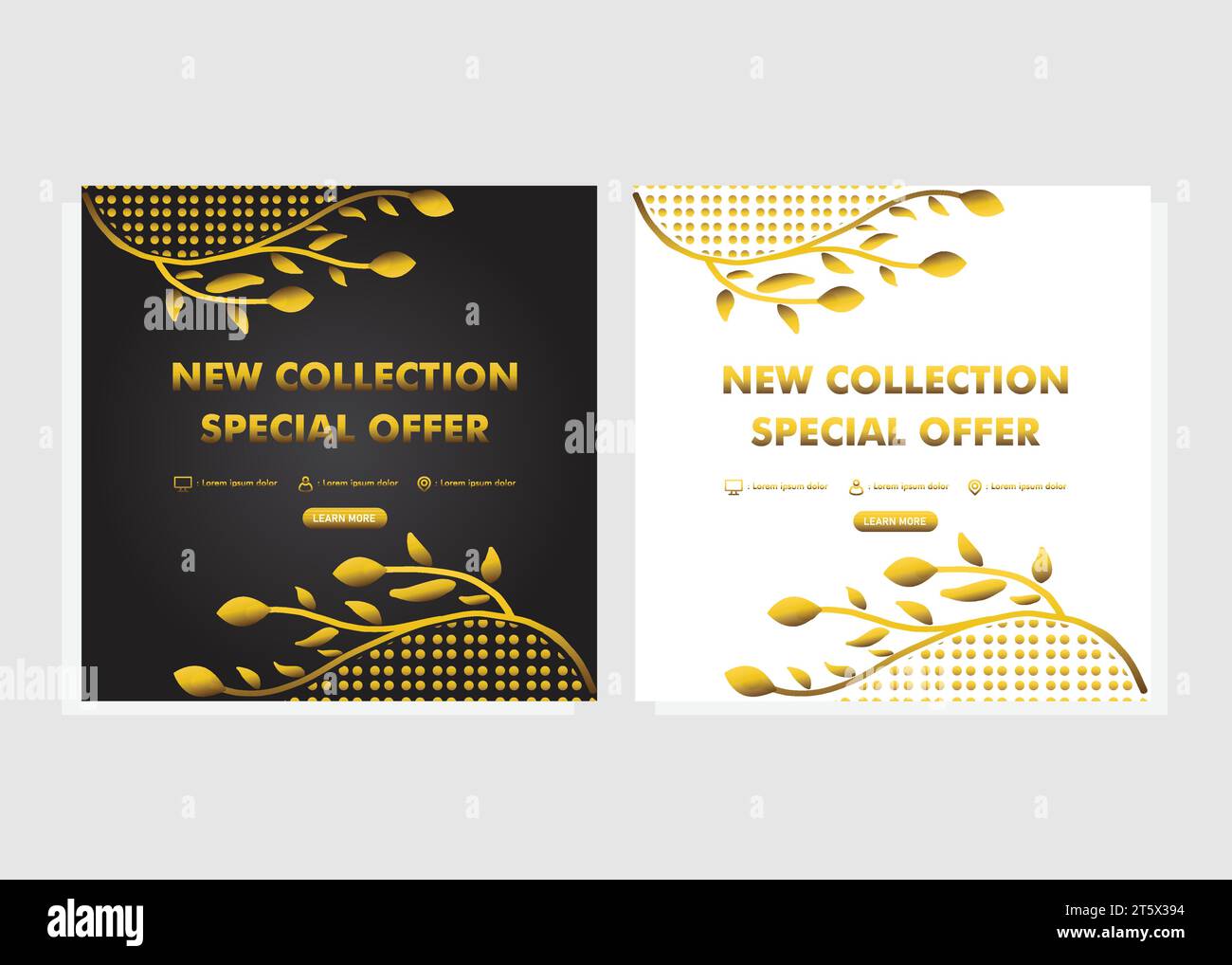 gold floral social media post template Stock Vector Image & Art - Alamy