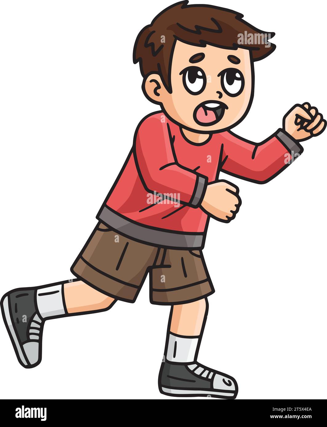 Boy Running Cartoon Colored Clipart Illustration Stock Vector