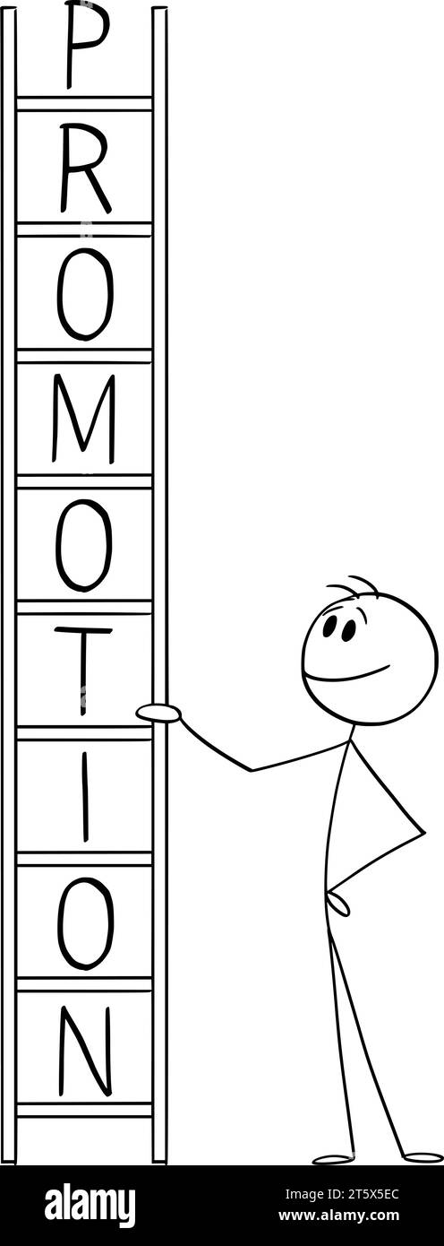 Job and Promotion, Vector Cartoon Stick Figure Illustration Stock Vector