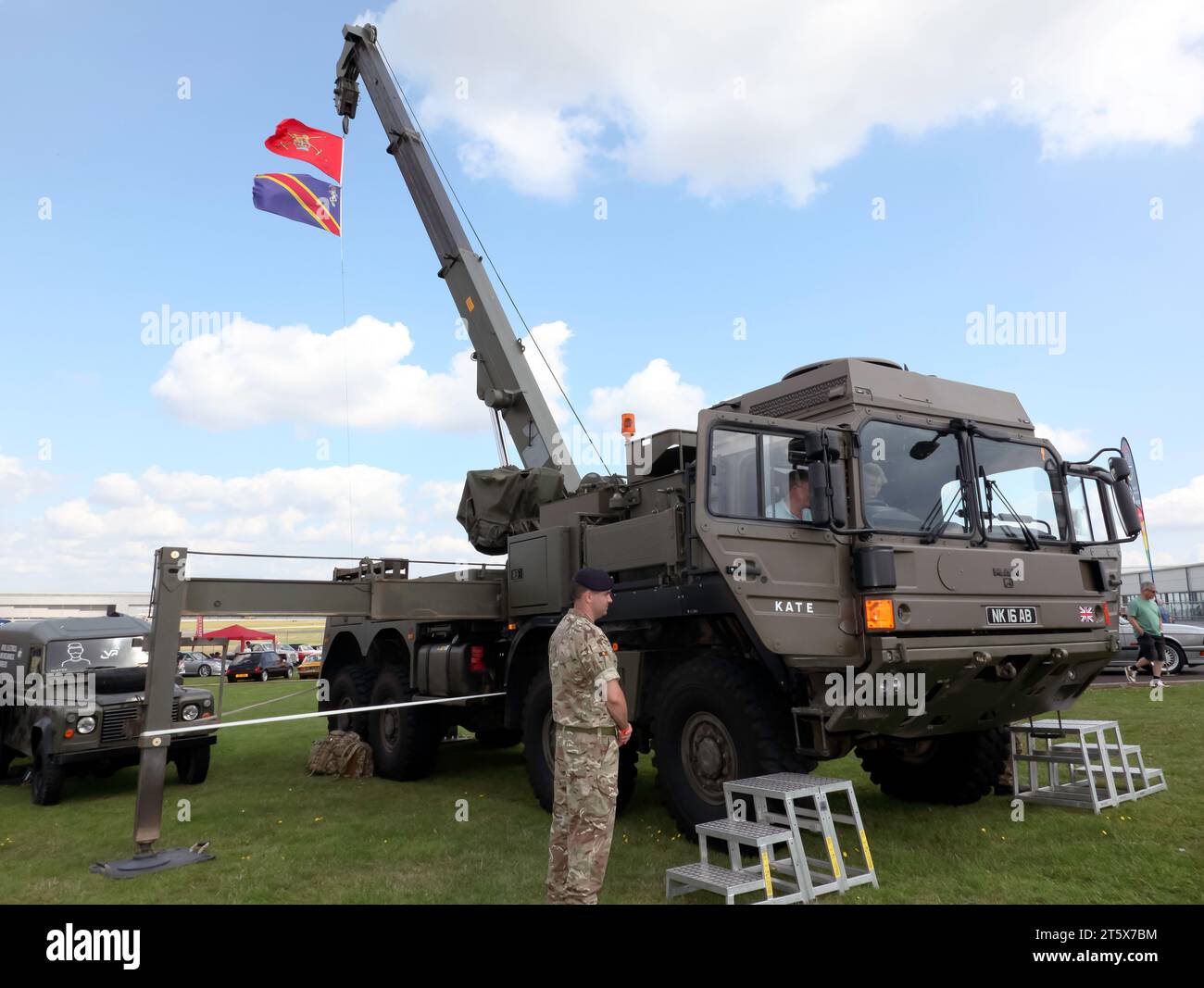 A RLC, British Army, HX81 8×8 HET logistic support vehicle, , on display at the 2023 British Motor Show, Farnborough Stock Photo