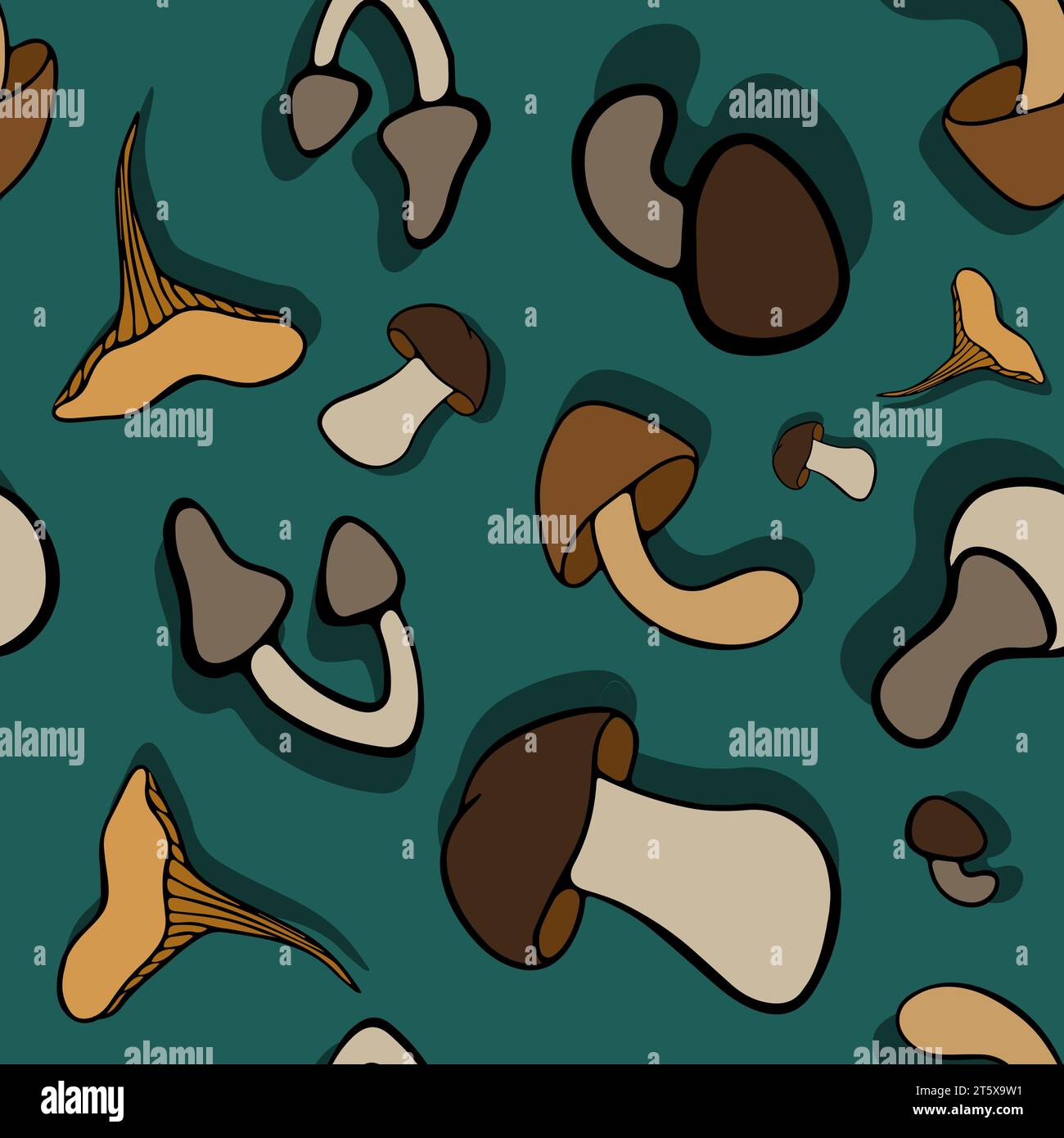 Vector isolated illustration of pattern with mushrooms. Stock Vector