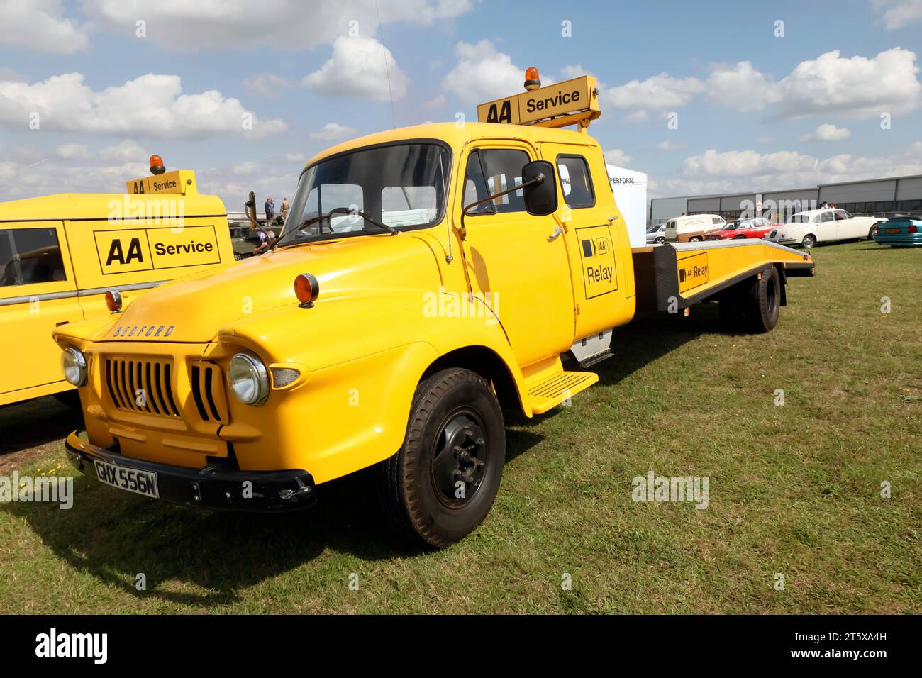 A Yellow, 1974 Bedford TJ J3,  Recovery Truck, part of the AA Heritage Fleet, on display at the 2023 British Motor Show Stock Photo