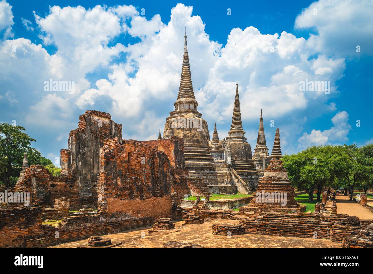 The three Chedis of Wat Phra Si Sanphet located at ayutthaya, thailand Stock Photo