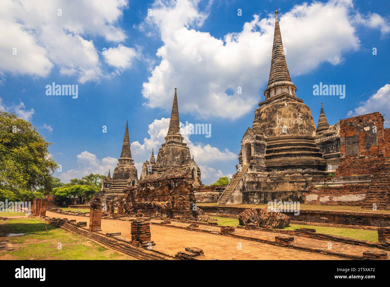 The three Chedis of Wat Phra Si Sanphet located at ayutthaya, thailand Stock Photo