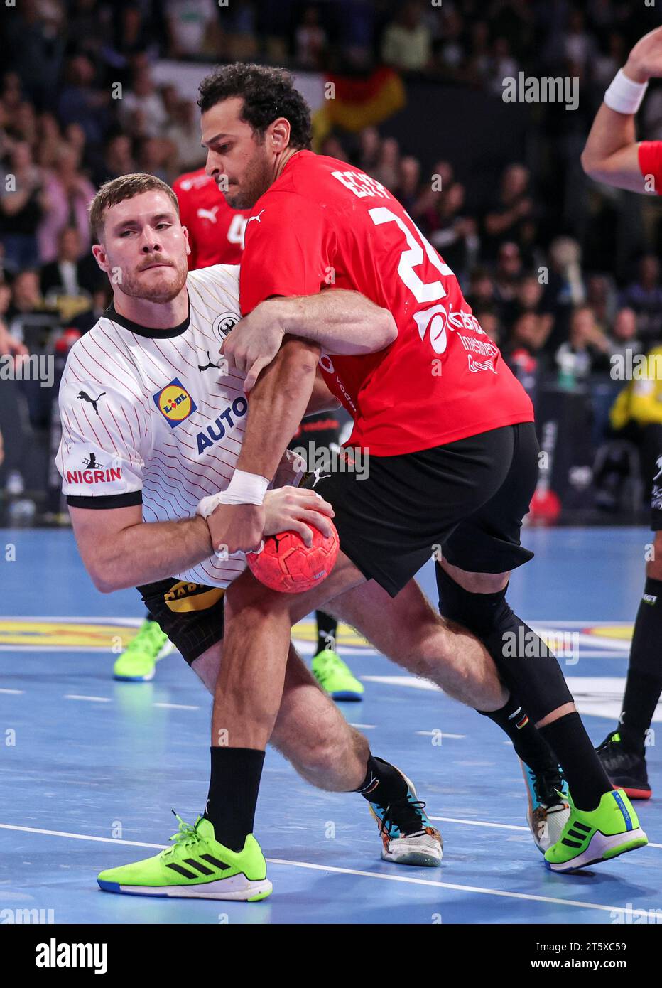 Johannes Golla of Germany Ibrahim Elmasry of Egypt Handball LŠnderspiel