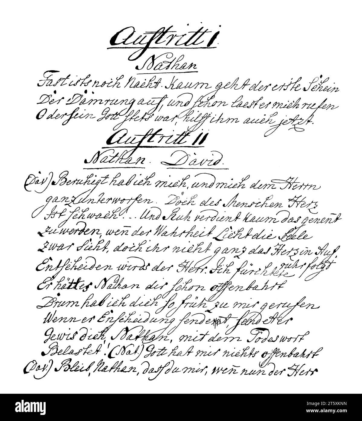 manuscript of David,a drama handwritten by Friedrich Gottlieb Klopstock, 1724 - 1803, German poet Stock Photo