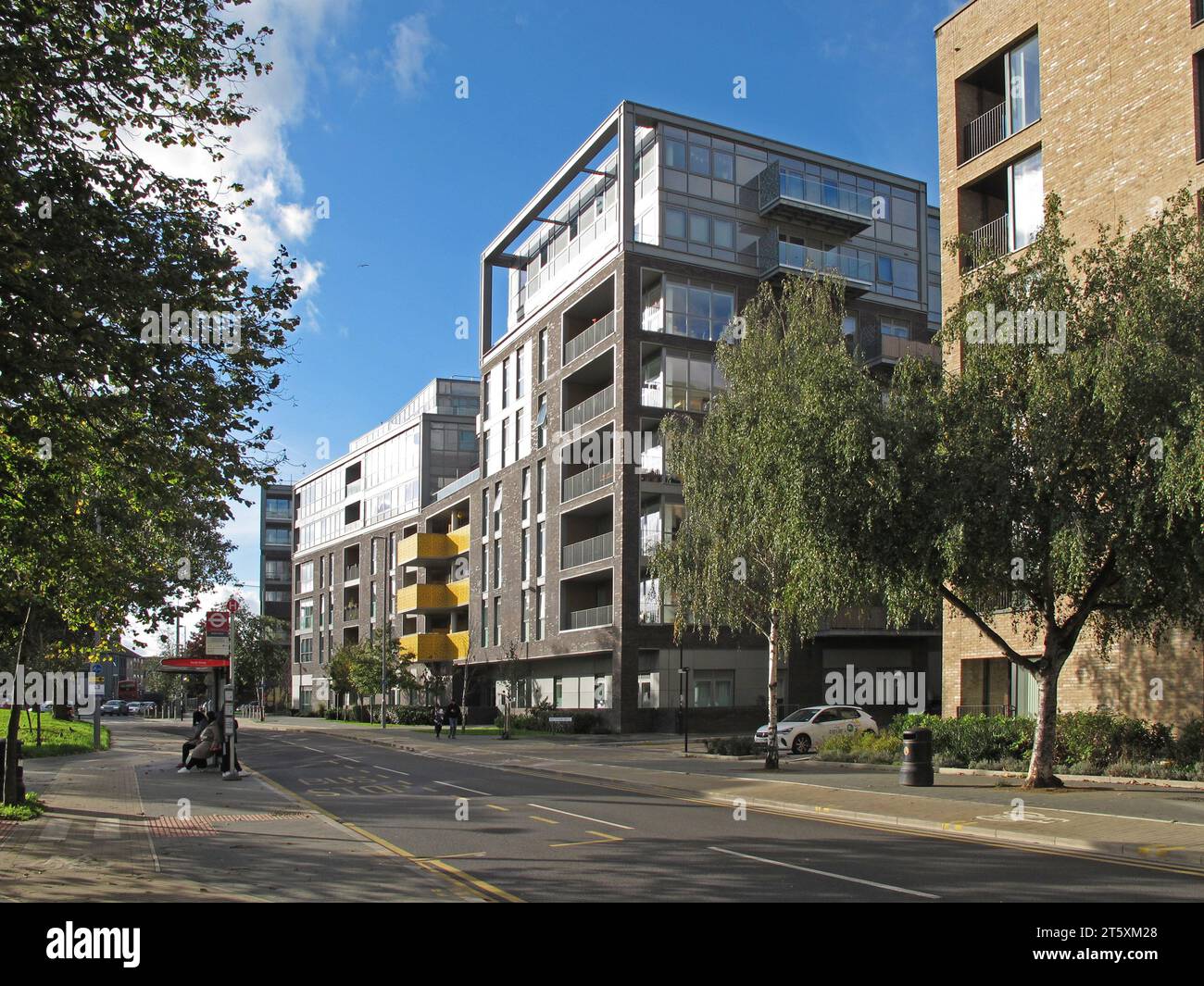 South Grove, Walthamstow, London E17. Newly redeveloped road with new apartment blocks