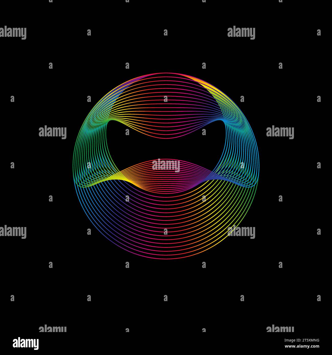 Sound wave, equalizer rainbow color gradient. Modern future technology. Vector geometric abstract element isolated on black background Stock Vector