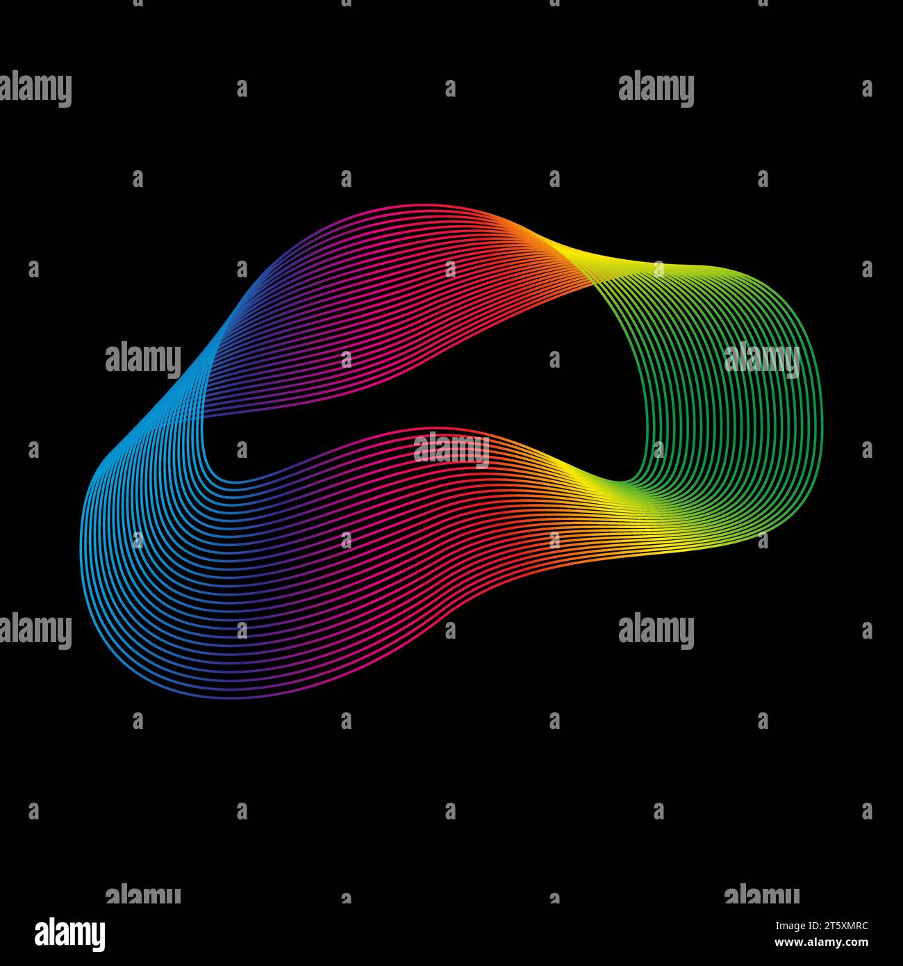 Sound wave, equalizer rainbow color gradient. Modern future technology. Vector geometric abstract element isolated on black background Stock Vector