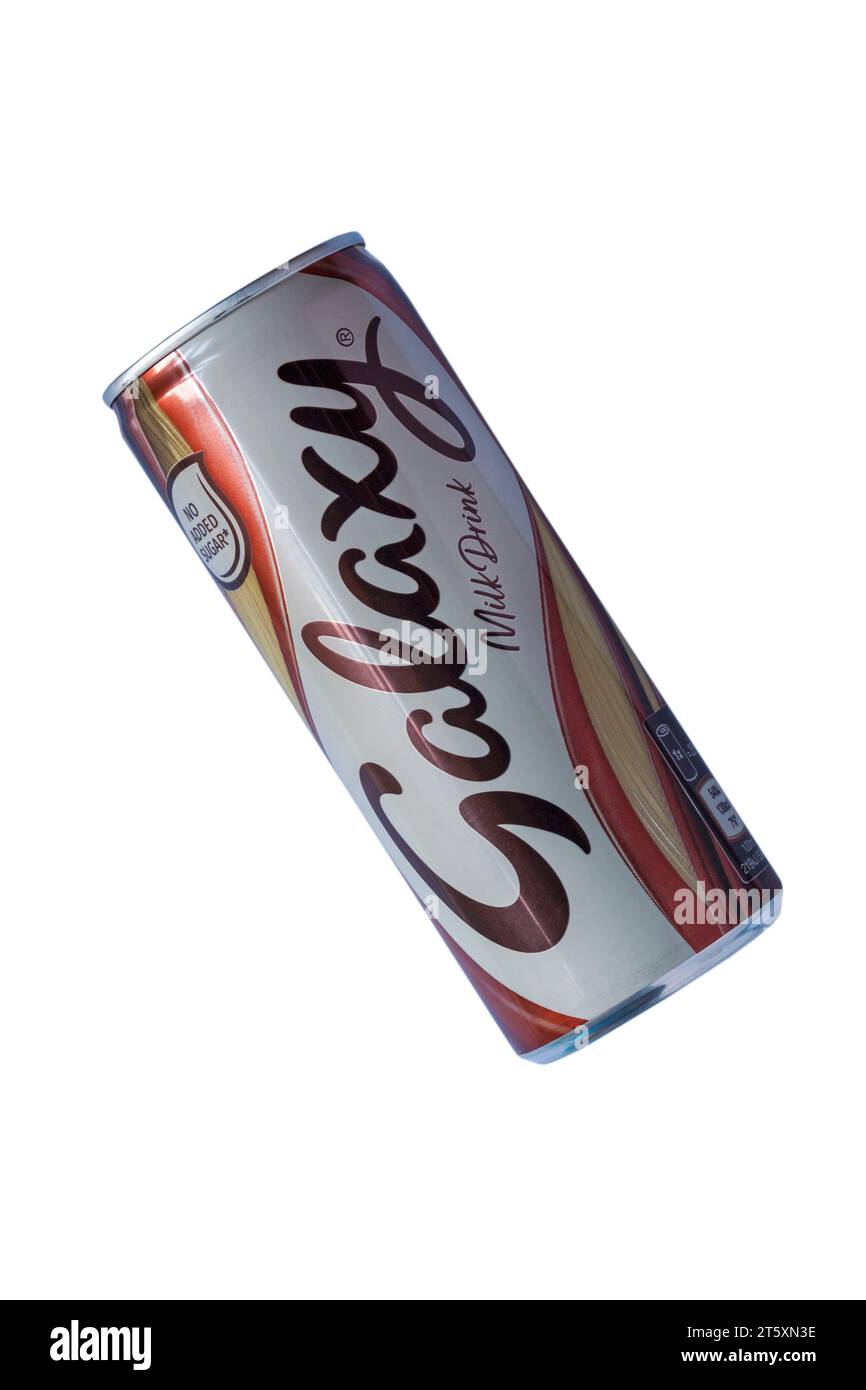Can of Galaxy Milk Drink isolated on white background chocolate and
