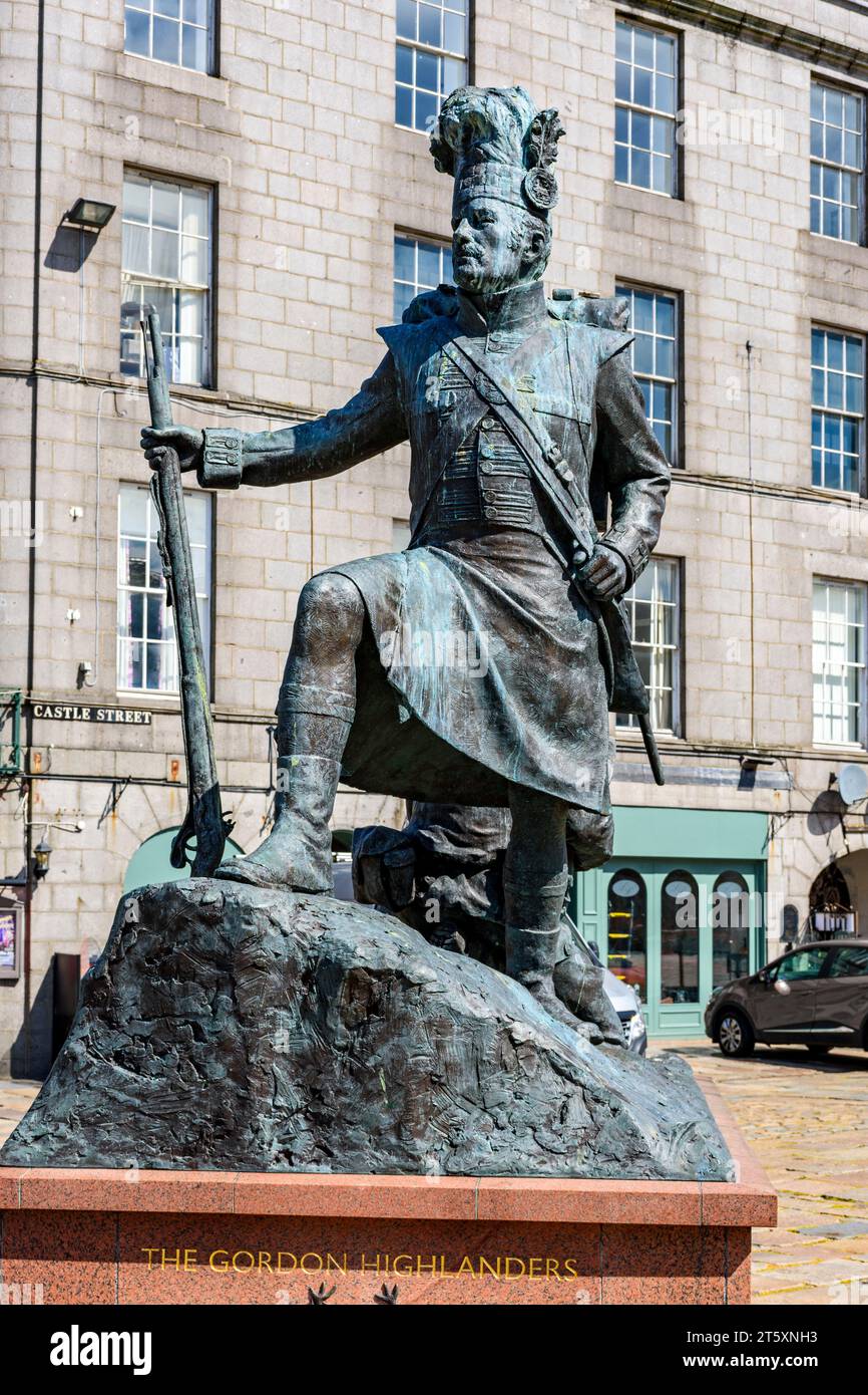 The Gordon Highlanders Monument, a sculpture by Mark Richards.  Unveiled October 2011.  Castle Street, Aberdeen, Scotland, UK Stock Photo