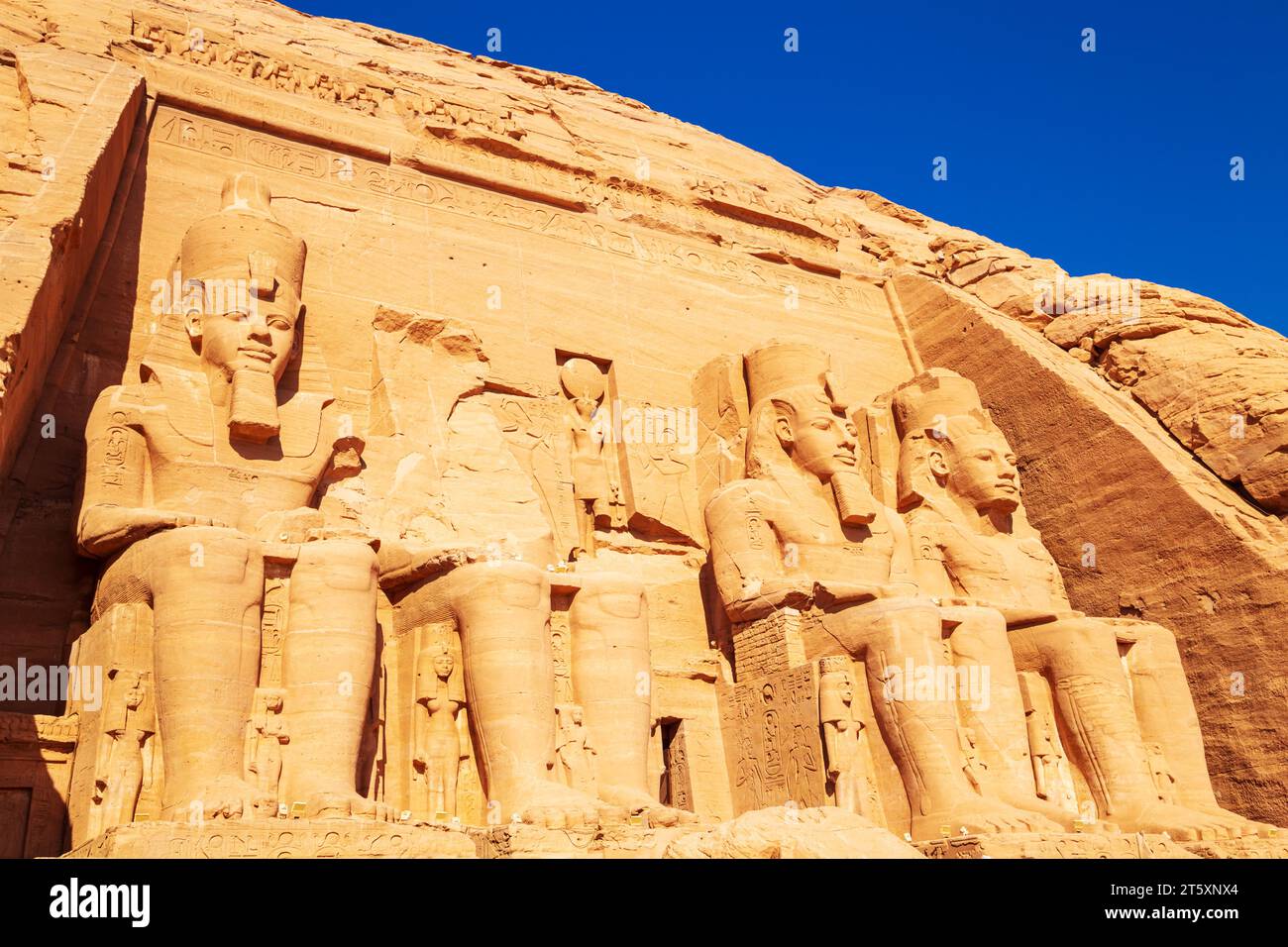 Abu Simbel, the Great Temple of Ramesses II, carved into the rock ...