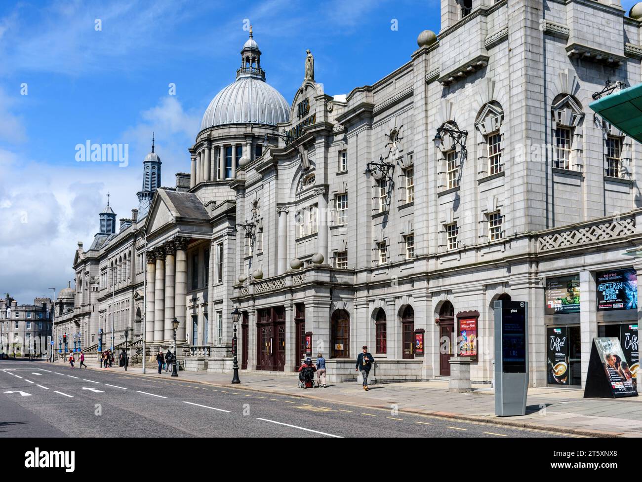 St Mark's Church and His Majesty's Theatre on Rosemount Viaduct, Aberdeen, Scotland, UK.  Theatre designed by Frank Matcham and opened in 1906. Stock Photo