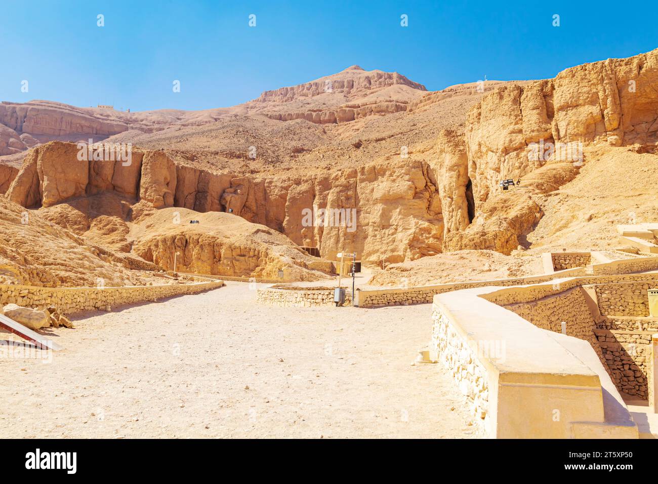 The famous Valley of the Kings is the location of the tombs of the pharaohs. Rocky gorge in the mountains. Luxor, Egypt – October 21, 2023 Stock Photo