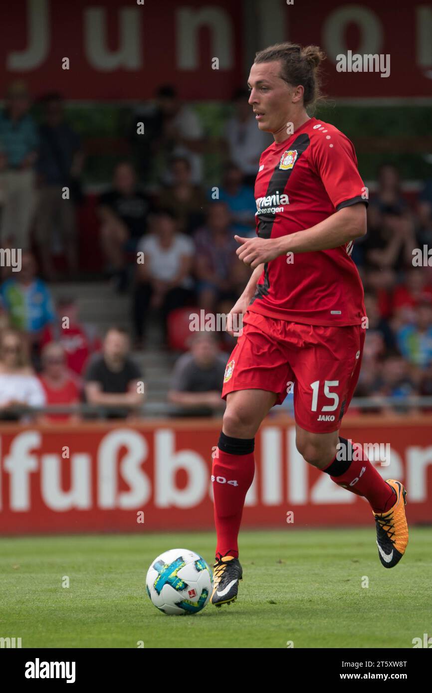Julian Baumgartlinger Aktion Fussball Freundschaftsspiel Bayer 04 Leverkusen - VFB Speldorf in Leverkusen, Germany am 08.07.2017 Stock Photo