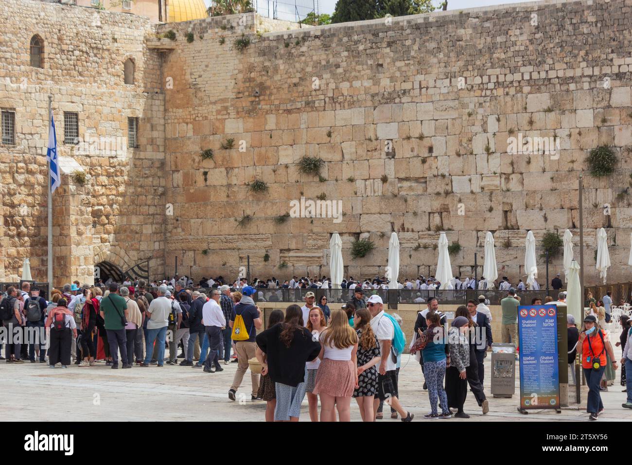 The Western Wall, aka the Kotel or Kosel, Wailing Wall, or Buraq Wall, Temple Mount, Old City of Jerusalem, Israel. Stock Photo