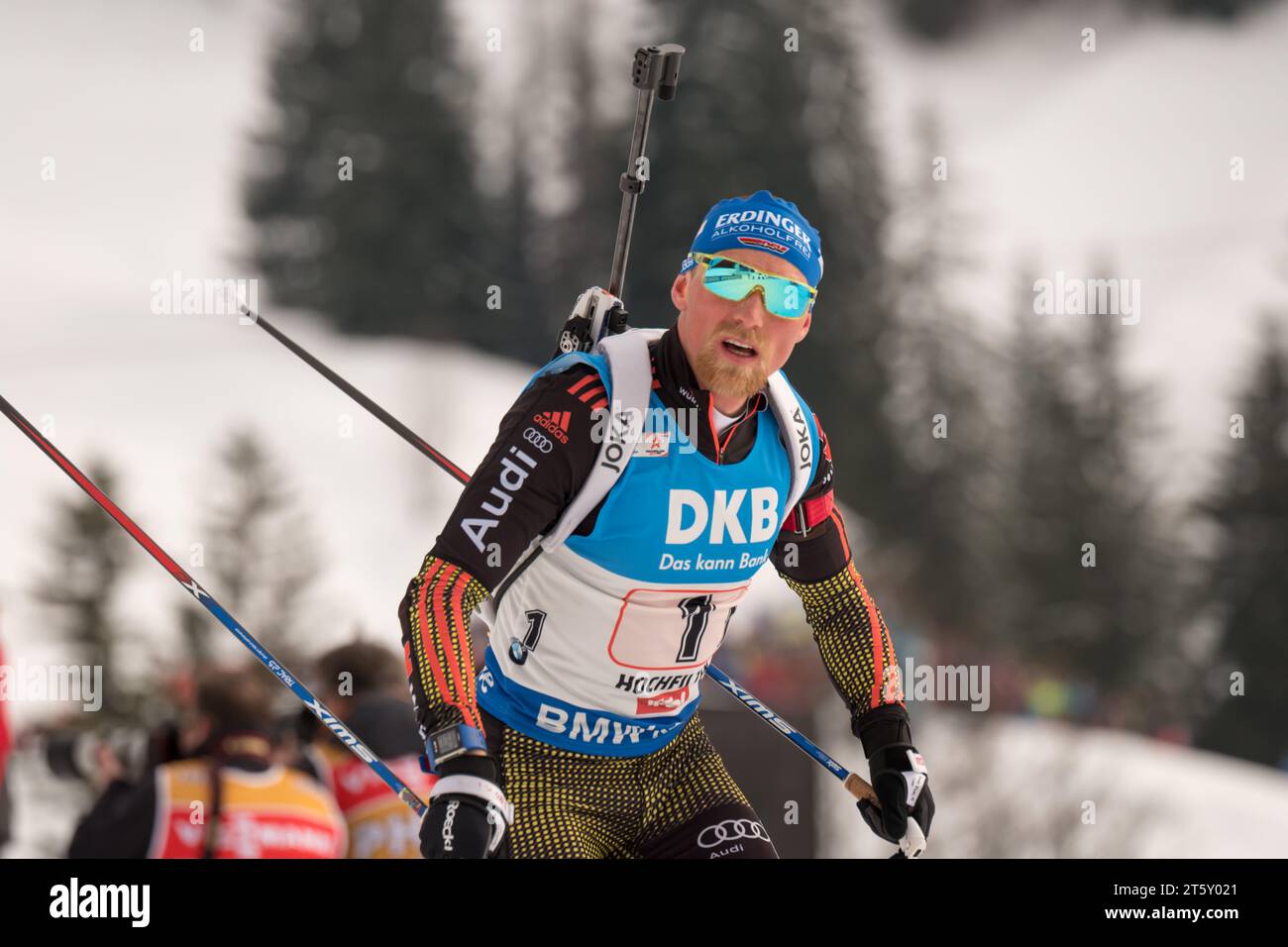 Erik Lesser IBU Biathlon Weltmeisterschaft 4 X 7,5 KM Staffel der Herren in Hochfilzen, Oesterreich am 18.02.2017 Stock Photo