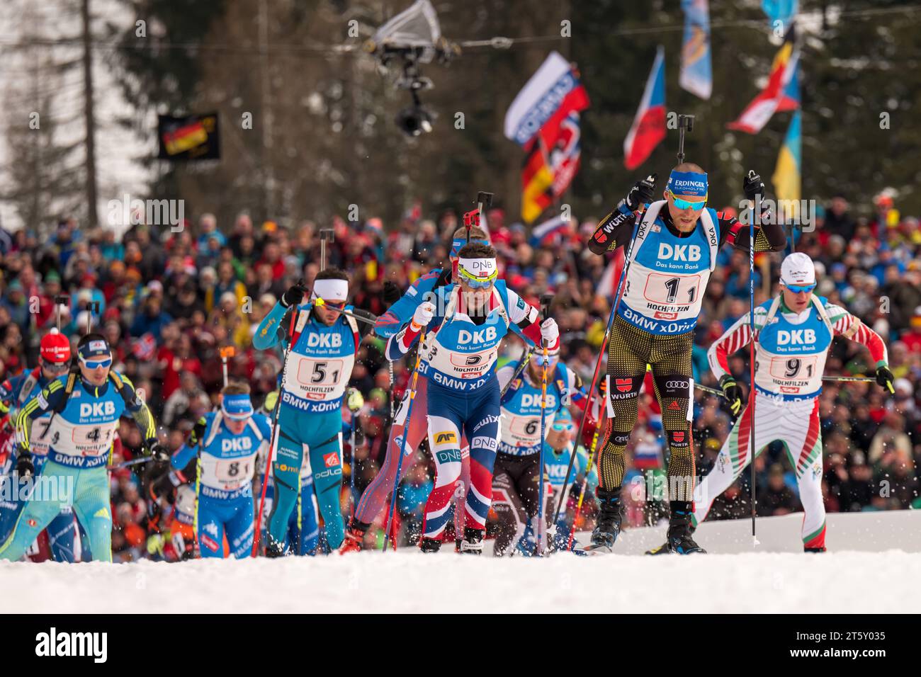 Erik Lesser , Ole Einar BJOERNDALEN, NOR IBU Biathlon Weltmeisterschaft 4 X 7,5 KM Staffel der Herren in Hochfilzen, Oesterreich am 18.02.2017 Stock Photo