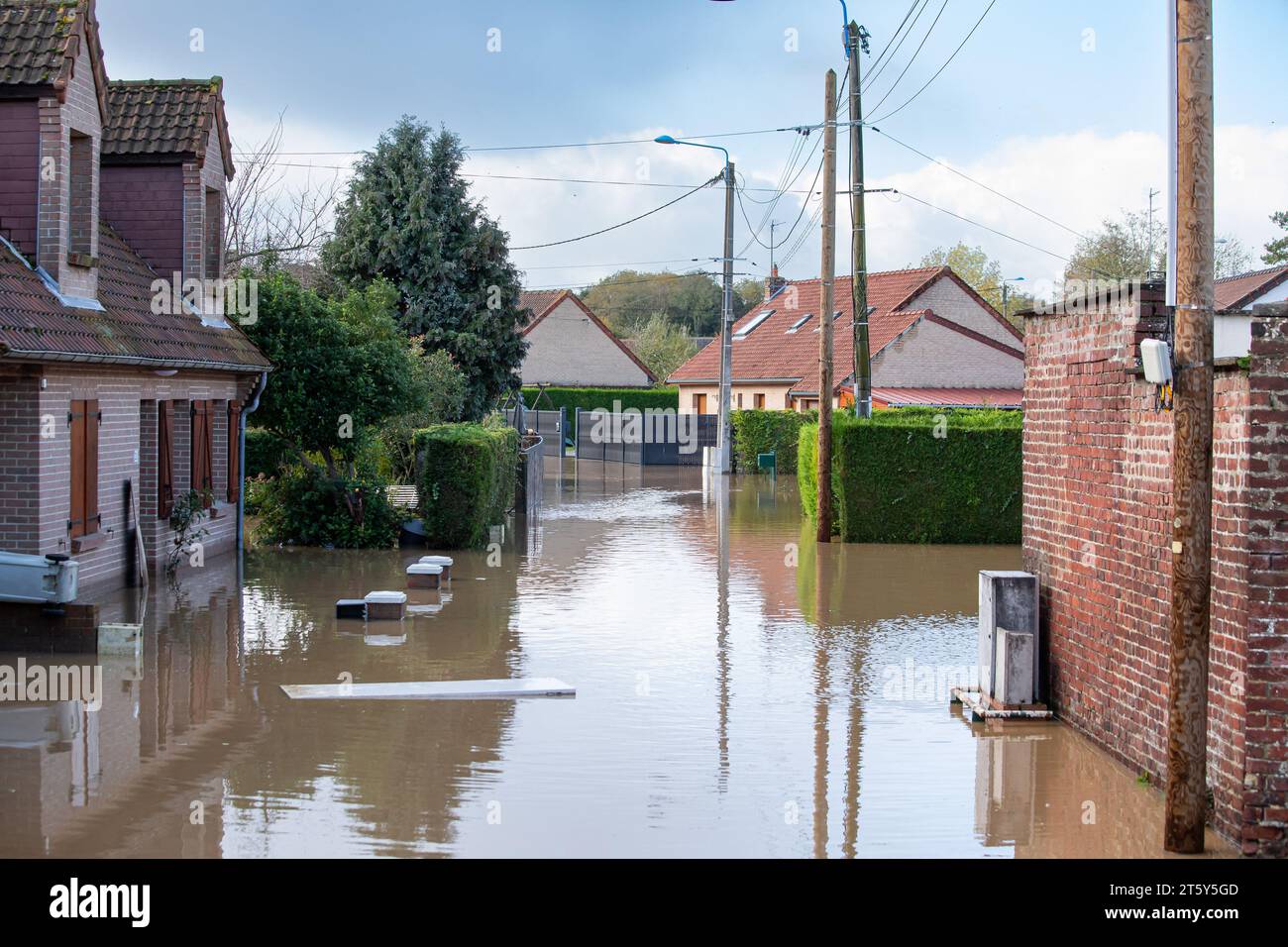 Pas-de-Calais, France. 7 November, 2023. Exceptional floods in Pas-de ...