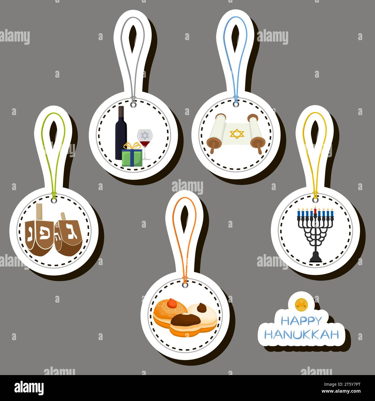 Beautiful color illustration on theme of celebrating annual Hanukkah ...