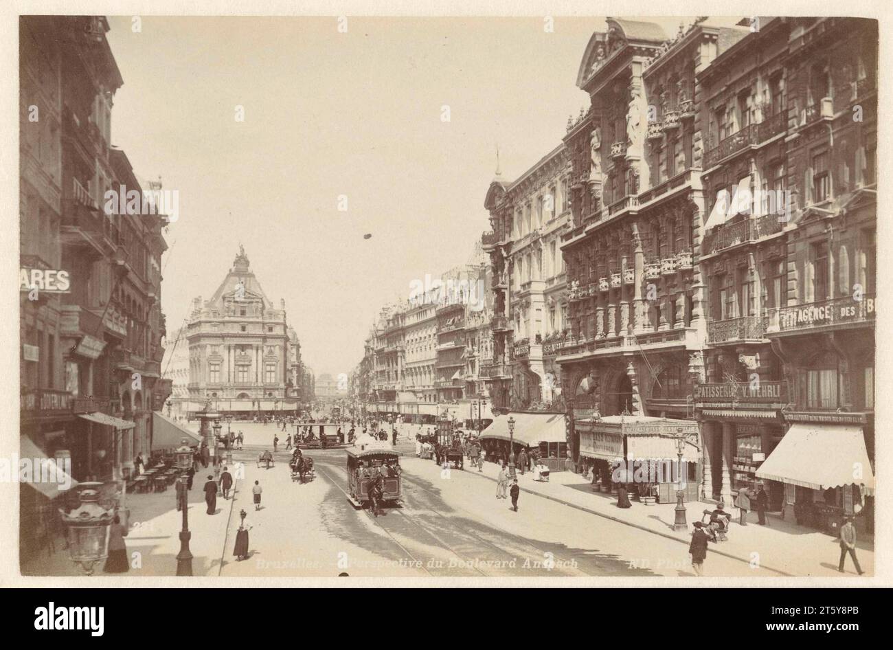 Boulevard Anspach in Brussels, Étienne Neurdein, 1860 - 1900 Stock Photo