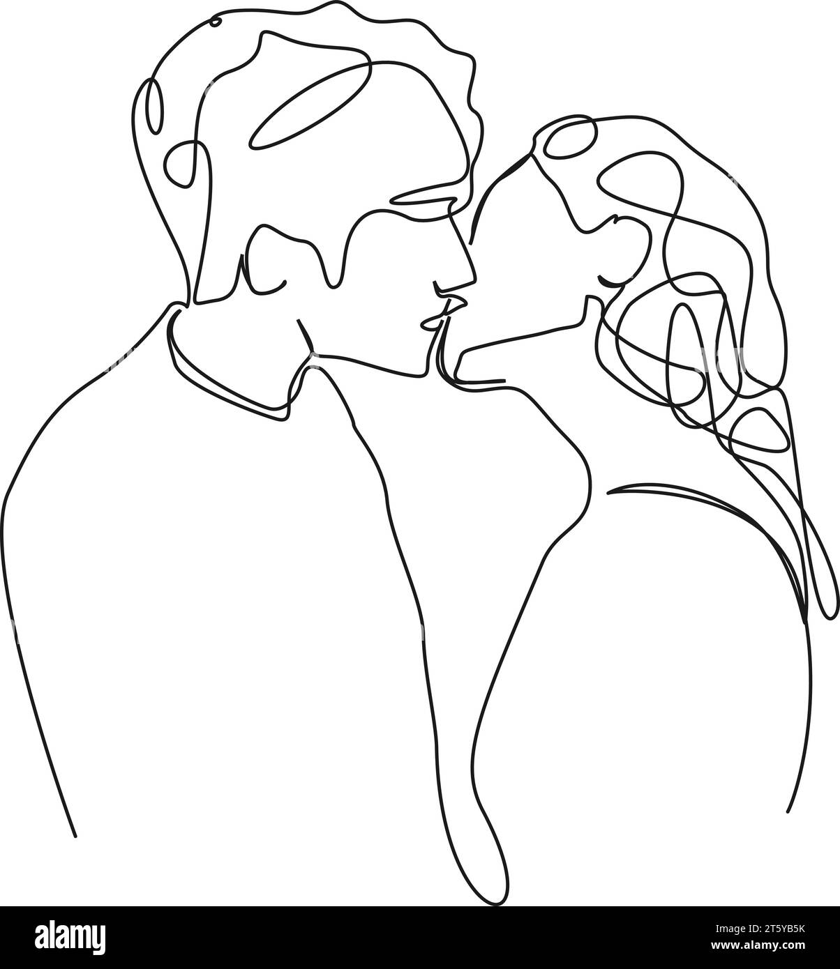 Romantic Kissing Couple Drawing Stock Vector Image & Art - Alamy