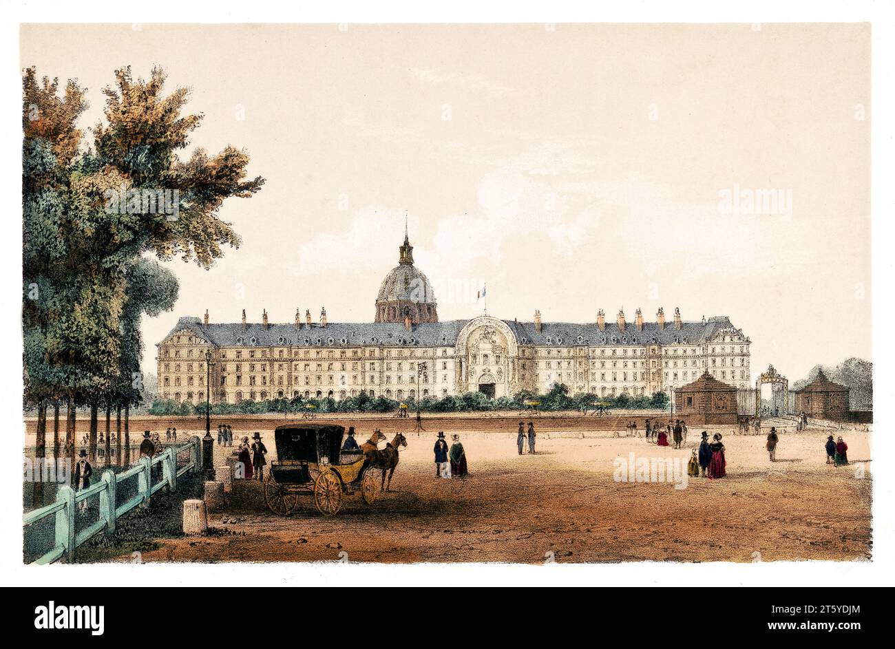 Old view of the Hotel des Invalides, Paris. By Jacottet, publ. in Paris, ca 1875 Stock Photo