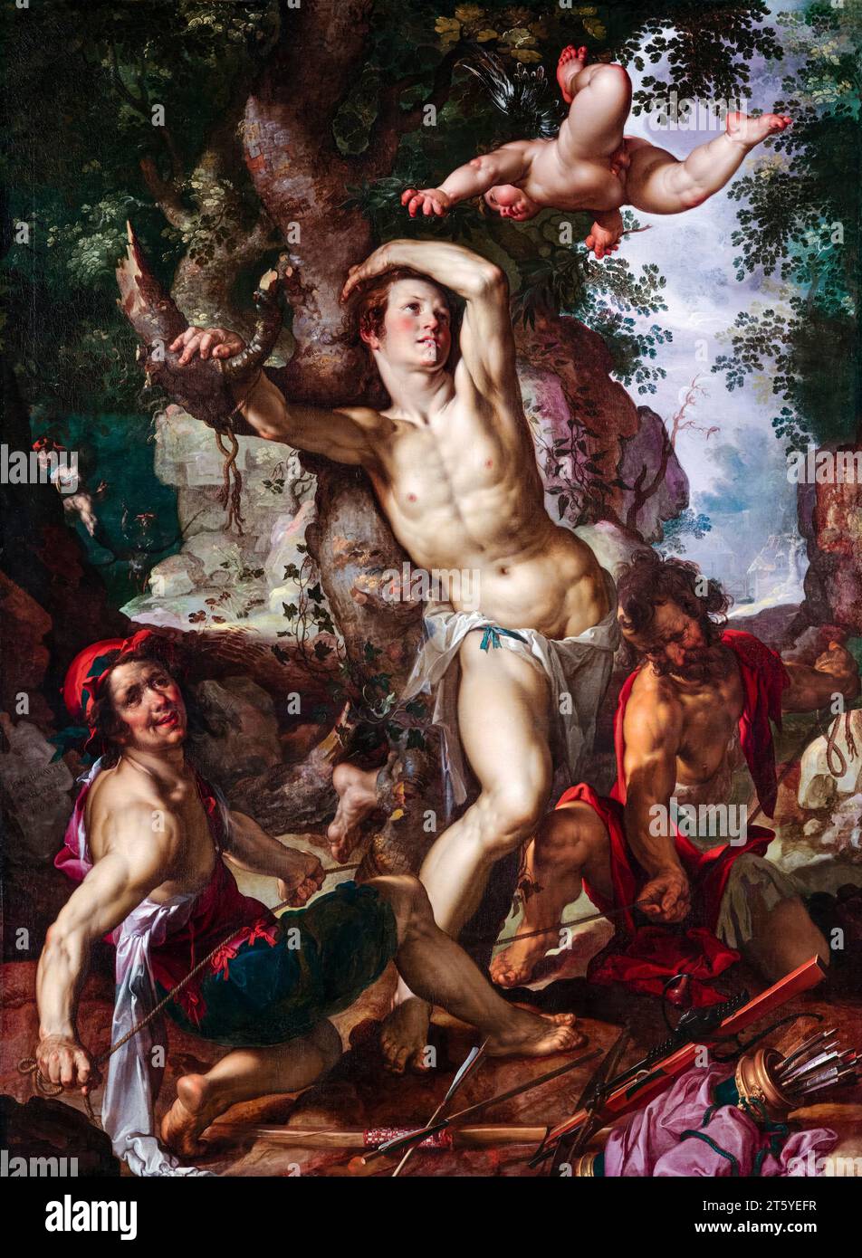Joachim Wtewael, The Martyrdom of Saint Sebastian, painting in oil on canvas, 1600 Stock Photo