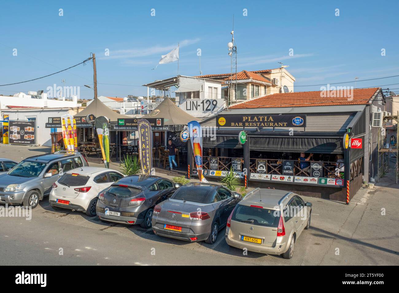 United Nations peace keeping post 129 in Pyla Village located in the buffer zone dividing the occupied north and Republic of Cyprus, Larnaca district. Stock Photo