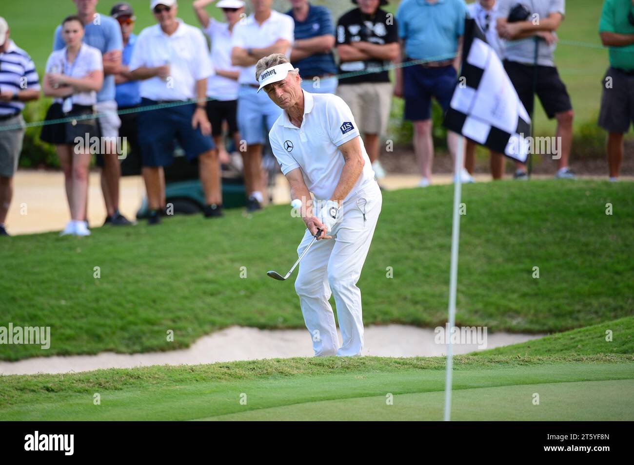 BOCA RATON FL NOV 5 Bernhard Langer of Germany chips a shot during