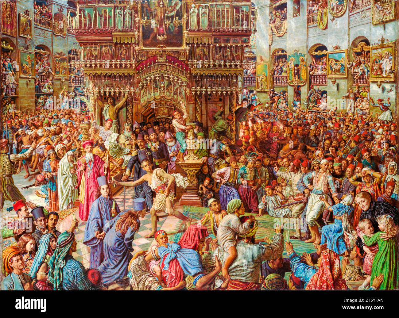 William Holman Hunt, The Miracle of the Sacred Fire, Church of the Holy Sepulchre, painting in oil and resin on canvas, 1892 Stock Photo