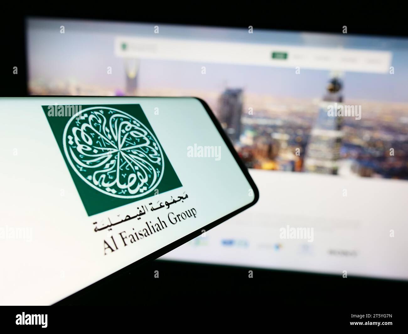 Mobile phone with logo of Saudi Arabian company Al Faisaliah Group in
