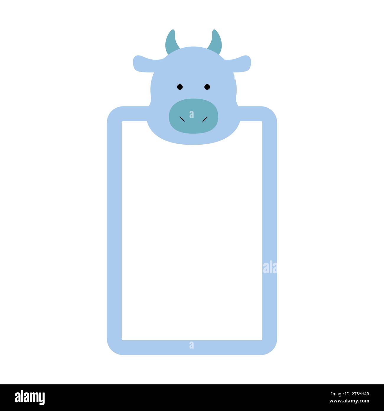 Vector frame with a bull s head. Children s photo frame with animals ...