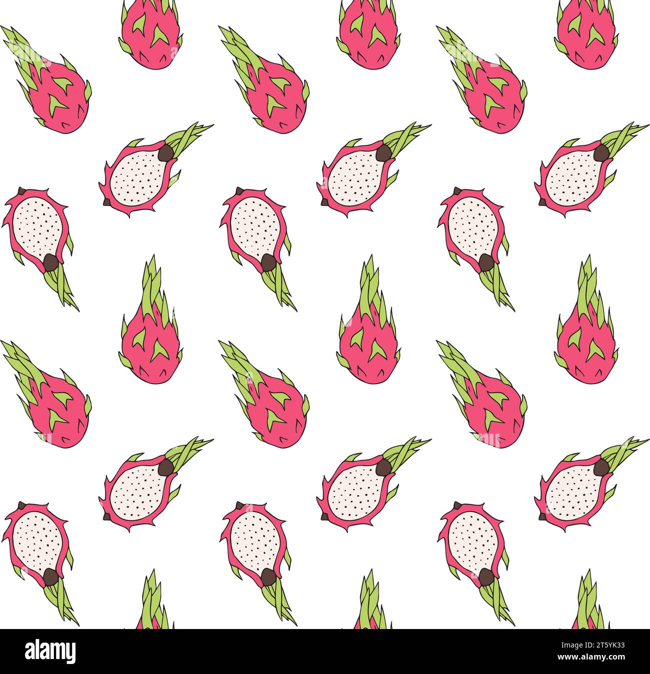 Vector seamless pattern of hand drawn dragon fruit Stock Vector Image ...