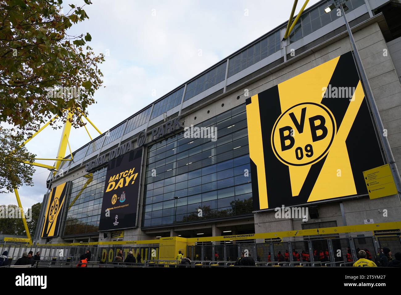 A general view outside the stadium ahead of the UEFA Champions League Group F match at Signal Iduna Park, Dortmund. Picture date: Tuesday November 7, 2023. Stock Photo