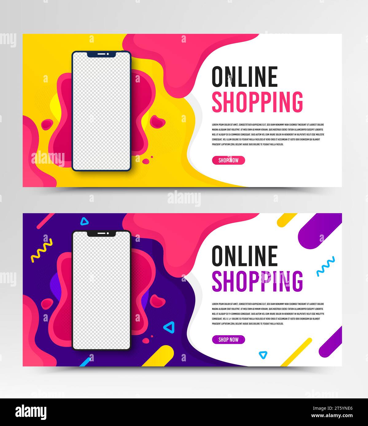 Web banner vector template. Flyer design for online shopping, digital marketing. Concept for banner and brochure. Stock Vector
